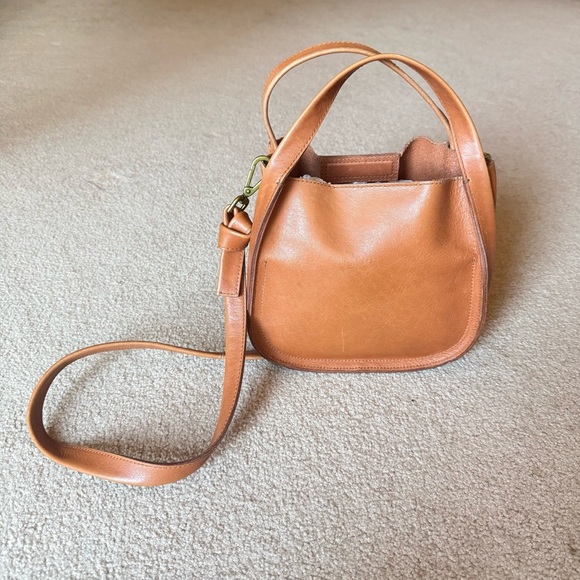 Madewell Leather Sydney Crossbody Bag Burnished Caramel Tan Magnetic Closure - Picture 7 of 9